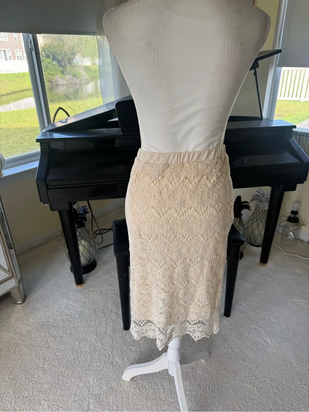 Adiva cream cotton lace scalloped hem skirt coquette elegant feminine womens